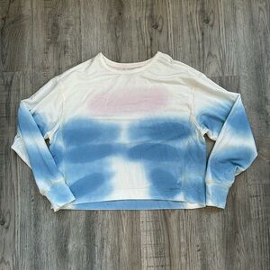 Te Verde Blue and White Tie-Dye Sweatshirt Sz XS